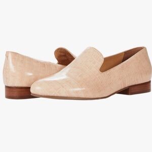 Jack Rogers Audrey Flat Loafer Leather Crocodile Embossed 10 Neutral Pink Tan